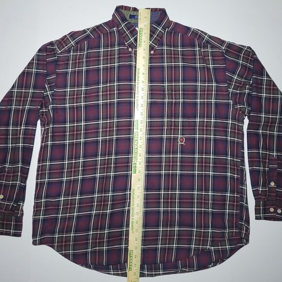 Tommy Hilfiger Mens Purple White Green Plaid Long Sleeve Button Up Shirt Size XL - Picture 12 of 12